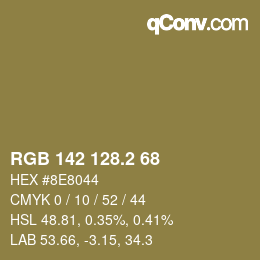カラーコード: RGB 142 128.2 68 | qconv.com