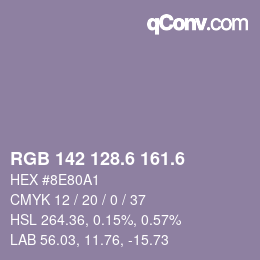 カラーコード: RGB 142 128.6 161.6 | qconv.com