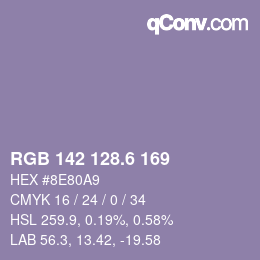 カラーコード: RGB 142 128.6 169 | qconv.com