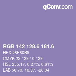 カラーコード: RGB 142 128.6 181.6 | qconv.com