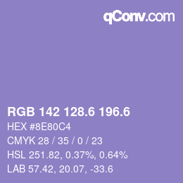 カラーコード: RGB 142 128.6 196.6 | qconv.com
