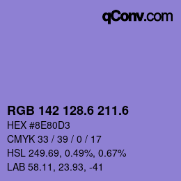 カラーコード: RGB 142 128.6 211.6 | qconv.com