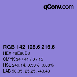 カラーコード: RGB 142 128.6 216.6 | qconv.com