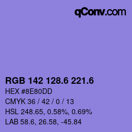 カラーコード: RGB 142 128.6 221.6 | qconv.com
