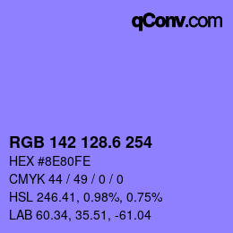 カラーコード: RGB 142 128.6 254 | qconv.com