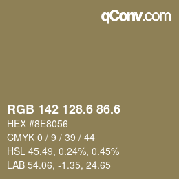 カラーコード: RGB 142 128.6 86.6 | qconv.com