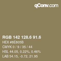 カラーコード: RGB 142 128.6 91.6 | qconv.com