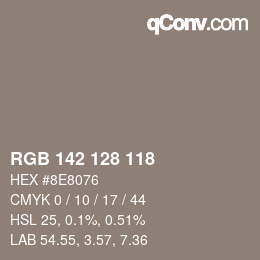 カラーコード: RGB 142 128 118 | qconv.com