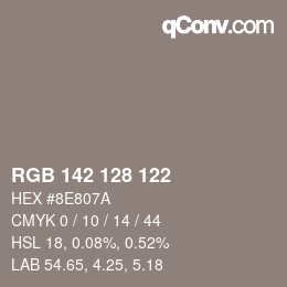 カラーコード: RGB 142 128 122 | qconv.com