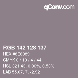 カラーコード: RGB 142 128 137 | qconv.com