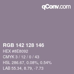 Color code: RGB 142 128 146 | qconv.com