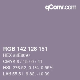 Color code: RGB 142 128 151 | qconv.com