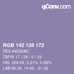 カラーコード: RGB 142 128 172 | qconv.com