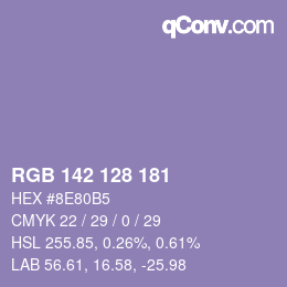 カラーコード: RGB 142 128 181 | qconv.com