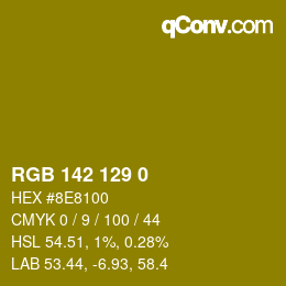 カラーコード: RGB 142 129 0 | qconv.com