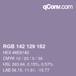 Código de color: RGB 142 129 162 | qconv.com