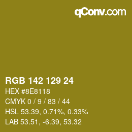 カラーコード: RGB 142 129 24 | qconv.com