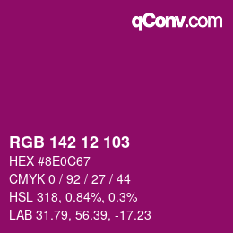 颜色代码: RGB 142 12 103 | qconv.com