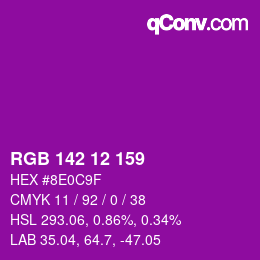 カラーコード: RGB 142 12 159 | qconv.com