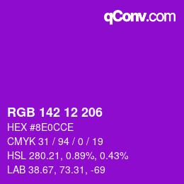 Color code: RGB 142 12 206 | qconv.com