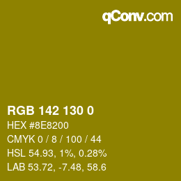 Color code: RGB 142 130 0 | qconv.com