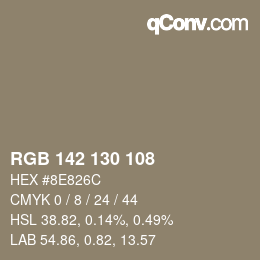 颜色代码: RGB 142 130 108 | qconv.com
