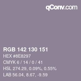 カラーコード: RGB 142 130 151 | qconv.com