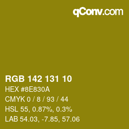 Color code: RGB 142 131 10 | qconv.com
