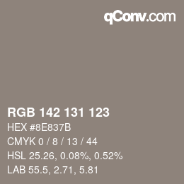 Código de color: RGB 142 131 123 | qconv.com