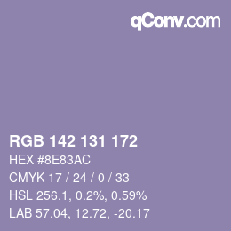 Color code: RGB 142 131 172 | qconv.com