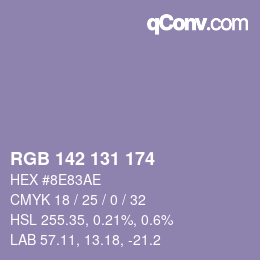 Color code: RGB 142 131 174 | qconv.com