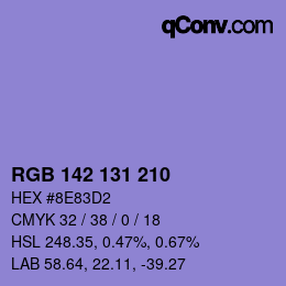 Color code: RGB 142 131 210 | qconv.com