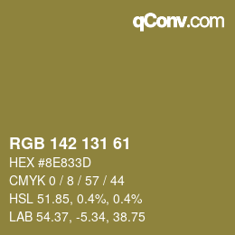 Color code: RGB 142 131 61 | qconv.com