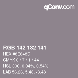 Color code: RGB 142 132 141 | qconv.com