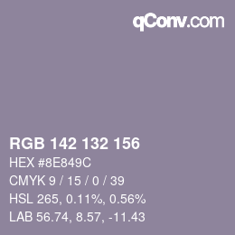 Farbcode: RGB 142 132 156 | qconv.com