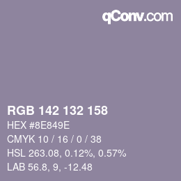 Color code: RGB 142 132 158 | qconv.com