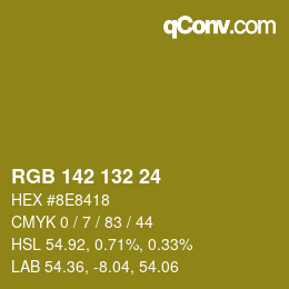 カラーコード: RGB 142 132 24 | qconv.com