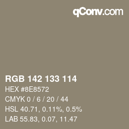 Color code: RGB 142 133 114 | qconv.com