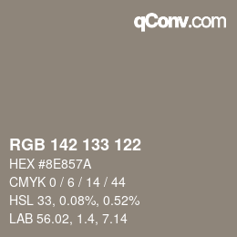 カラーコード: RGB 142 133 122 | qconv.com