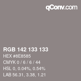 Color code: RGB 142 133 133 | qconv.com