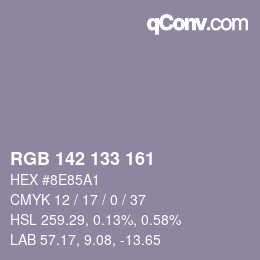 Color code: RGB 142 133 161 | qconv.com