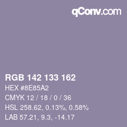 Color code: RGB 142 133 162 | qconv.com