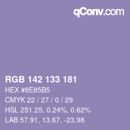 Color code: RGB 142 133 181 | qconv.com