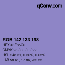 Color code: RGB 142 133 198 | qconv.com