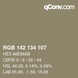 Color code: RGB 142 134 107 | qconv.com