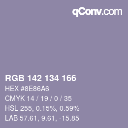 Color code: RGB 142 134 166 | qconv.com