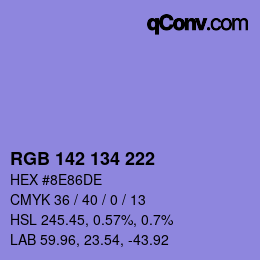 Color code: RGB 142 134 222 | qconv.com