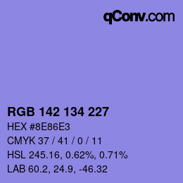 Color code: RGB 142 134 227 | qconv.com