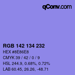 Color code: RGB 142 134 232 | qconv.com