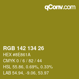 Color code: RGB 142 134 26 | qconv.com